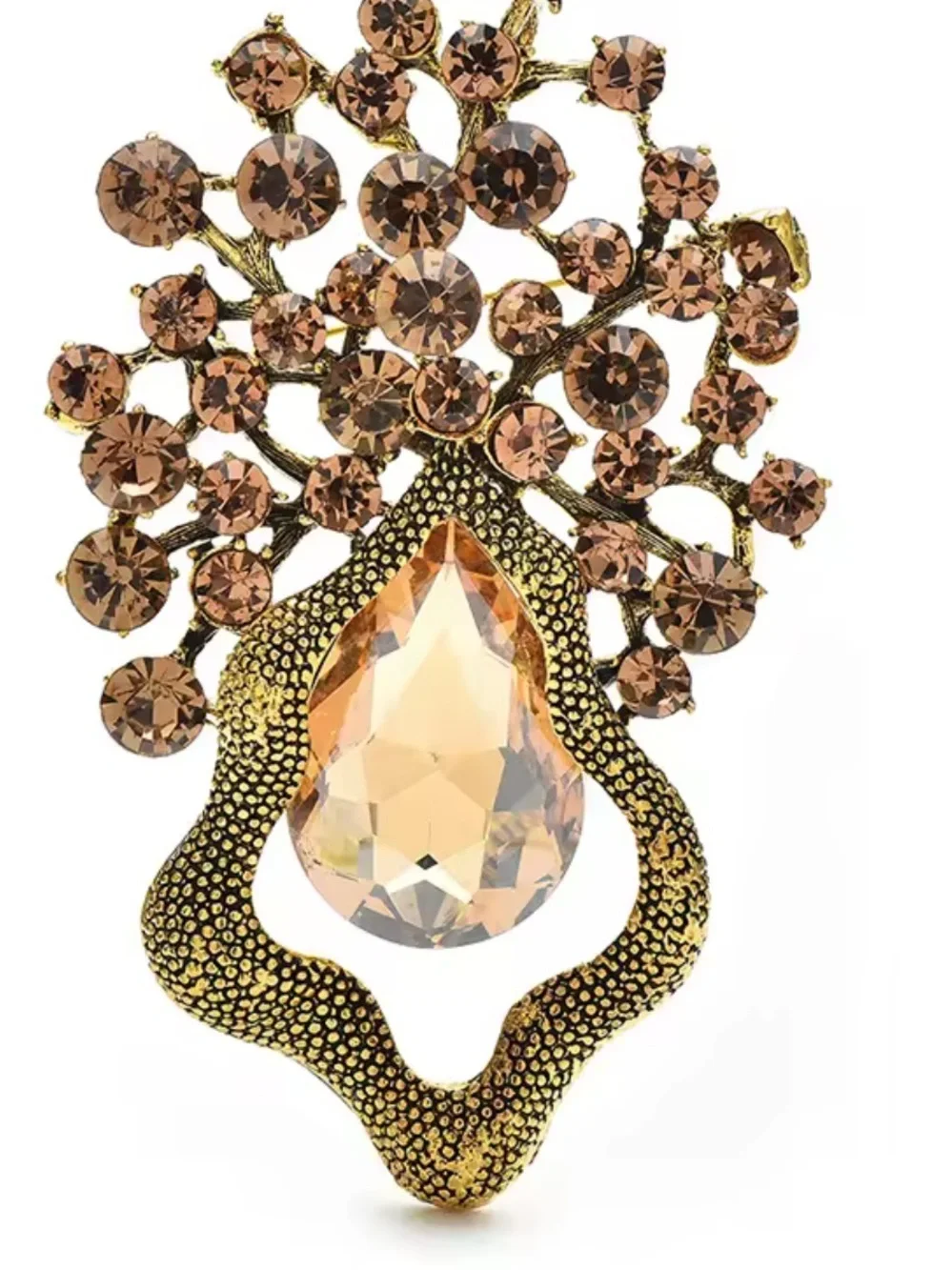 Amber Avangarde Brown Crystal Brooch